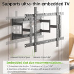 HILLPORT 98 Heavy Duty 75 85 86 100 110 120 inch TV Wall Mount Slim Extra Large Screen Recessed for Flat and Curved, Extended Arm Swivel Mount, Max VESA 1000x600mm, Up to 176.4lbs DY1020L