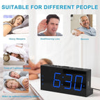 Extra Loud Dual Alarm Clock with Vibration for Bedroom,Extreme Bed Shaker Alarm Clock for Deep Sleeper Hard of Hearing Deaf,7" Clear LED Display,USB Port,Battery Backup,Easy to Set for Senior,Kids,DST