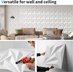 Art3d 100 Pack Decorative 3D Wall Panels, 97 Sq.feet PVC Interior Wall Décor, 11.8"x11.8", White
