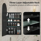 16 x 32 Black Bathroom Medicine Cabinet with Mirror,Arched Medicine Cabinet with Mirror,Assembly Required,Bathroom Mirror with Storage,Wall Mounted Medicine Cabinets with Adjustable Shelves