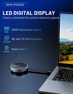 VJZFA Wireless HDMI Transmitter and Receiver 98FT/30M, 4K Decode 1080P@60Hz Ultra HD Video Output, Plug&Play 5G+2.4G for Streaming Video, Audio and File to Monitor from PC/Projector/TV Box/Laptop