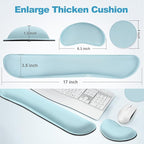 Gimars Upgrade Enlarge Gel Memory Foam Set Keyboard Wrist Rest Pad, Mouse Wrist Cushion Support for Office, Computer, Laptop, Mac, Comfortable, Lightweight for Easy Typing Pain Relief,Sky Blue