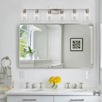 SOPEAS 6-Light Bathroom Light Fixtures, Vanity with Clear Glass, Brushed Nickel Lighting Fixtures Over Mirror, 42inch Large Lights for Bathroom