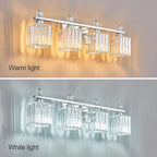 FDPBY Vanity Lights 4-Light Modern Crystal Vanity Light Chrome Bathroom Light Fixtures Over Mirror Crystal Bathroom Vanity Lighting Fixtures