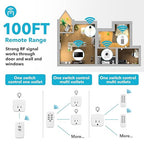 HBN Remote Control Outlet with 100FT RF Signal, Wireless On Off Switch Plug for Household Appliances, Battery Included, 15A/1875W(5 Outlets + 2 Remotes)