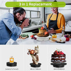 JAYEGT 3 in 1 Motorized Rotating Display Stand with 5.74/7.08/8.66 inch Replacement Cover，Max 22lbs Load , 3D Models, Cake -Black