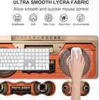 Ergonomic Keyboard Wrist Rest & Mouse Pad Wrist Rest Set, Large XXL Gaming Desk Mat 31.5"x 11.8" with Non-Slip Base, Memory Foam, Easy Typing Pain Relief for Home & Office, Retro Tape Recorder