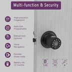 BOTHSTAR Double Sided Keyless Door Knob Lock with Fingerprint and Keypad, Smart Doorknob with Dual Cylinders for Exterior or Interior Door(Double Sided Fingerprint Matte Black)