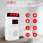 2 Packs Combination Gas & Carbon Monoxide Detectors Plug in, Portable CO Detector with Digital Display Audible & Visual Alarm, Gas & CO Alarm Applicable to for Home, Kitchen, Hotel