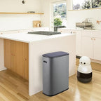 14.5 Gal/55L Trash Can with Lid, Automatic Touchless Garbage Can with Soft-Close Lid & Handle, Stainless Steel Waste Basket Motion Sensor Trash Can for Kitchen, Bathroom,Grey(No Inner Bucket)