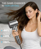 Cosy Companions Hair Dryer - Negative Ionic Blow Dryer with 150000 RPM High Speed Brushless Motor for Fast Drying, Low Noise, HD Display Hair Dryer with Diffuser and Nozzle, 5 Temps & 2 Speeds