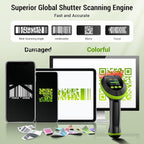 Tera Barcode Scanner Wireless 2D QR with Stand: Digital Setting Screen Keypad Pro Version Extra Fast Scanning Speed Works with Bluetooth 2.4G Wireless USB Wired Bar Code Reader HW0009-Z Green