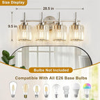 EJIAXIN Crystal Bathroom Vanity Lights, 4 Light Bath Mirror Light Brushed Nickel Round Crystal Wall Mount Light Fixture Over Mirror Morden for Living Room
