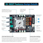 Hosyond ZK-1602T 2.0 Channel Bluetooth 5.0 Amplifier Board 160W+160W Stereo Audio Bluetooth Amp with Treble Bass Control for DIY Home Speakers