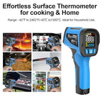 TEMIRUP Infrared Thermometer Temperature Gun -40℉ to 2462℉, 30:1 High Temp Laser Thermometer/K-Type Probe 14°F~932°F, Digital IR Pyrometer Temp Gun for Cooking, Engine, Kiln, Forging, HVAC&Industrial