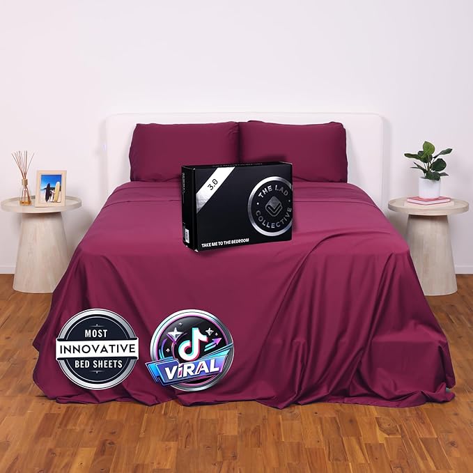 THE LAD COLLECTIVE 3.0 Full Size Bedding Set - Full Size Bedding Sets - 4-Piece Bedset w/Fitted Sheet, Top Sheet & 2 Standard Pillowcases [Duvet Not Included] - Bamboo-Cotton - New England