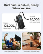 EF ECOFLOW Rapid Power Bank, 25,000mAh, 100W Built-in and Retractable Cables, 170W Portable Charger with Triple 100W USB-C Port, Compatible with iPhone 17/16/15/14, Samsung, Laptop and More, Black