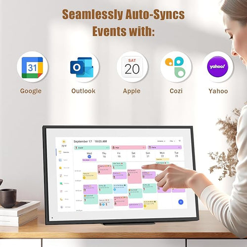 15.6 inch Wall Planner Digital Calendar Electronic Calendar Chore Chart,Smart Touchscreen Full HD Interactive Display for Family Schedules,Wall/Desk Mountable for Seamless Scheduling/Organizing