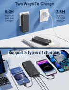 Nusyddy 22.5W Super Fast Charging Portable Charger with Wall Plug,12000mAh USB-C Power Bank Built-in 2 Cable, Lightweight Phone Charger Travel Battery Pack for All iPhone, Samsung, Tablets