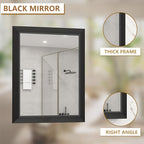 SMIROR Matte Black Bathroom Mirror for Over Sink 36x 30 inch, Metal Thick Frame Rectangle Vanity Mirror for Wall, Anti-Rust, Horizontally or Vertically Mounted