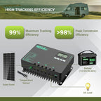 HQST 60 Amp MPPT Solar Charge Controller 12V/24V/36V/48V Negative Grounded Controller with Built-in Bluetooth and Lithium Battery Low Temperature Protection Function, Support Two Units in Parallel