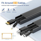 Cord Cover Raceway Kit - 157" Cable Concealer, Wire Hider for TV Wall Mounting and Wire Management, Black