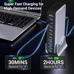 Zeroffi 880W USB C Charger Block, 10-Port USB Fast Charging Station Hub, Desktop Charging Station for Multiple Devices for MacBook Pro/Air, DELL, iPad, iPhone, Samsung Galaxy