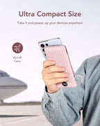 VEGER Portable Charger with Built-in AC Plug and Cables, All in One 10000mAh Ultra Slim Power Bank Travel Essentials, 15W Fast Charging Battery Pack Compatible with iPhone, Samsung, Android (Crepe)
