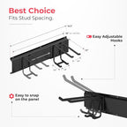 TIDYME Garage Wall Organizer | 80" Heavy-Duty Tool Storage Rack | Adjustable Double-Layer Hooks | 500 lbs Capacity | Carbon Steel Wall Mount Holder for Shovels, Rakes, Ladders & Power Tools