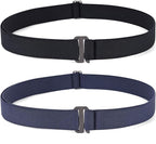 JASGOOD Women No Show Stretch Belt Elastic Web Strap Belt with Flat Buckle for Jeans Pants Dresses
