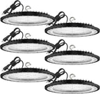 SOUTHLEVY 6 Pack UFO 200W LED High Bay Light,5000K,28,000LM, 5 ft Cable with US Plug UL Certified Plug, IP65 Commercial Warehouse Area Light for Wet Location Area, Workshop, Garage