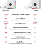datacolor SpyderPro - Monitor Calibration Up to 12000nits, 3D LUT Capability, Device Preview Plus, Content Credentials (C2PA), and Light Meter Integration