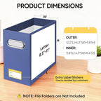BALEINE File Organizer Box, Cardboard File Folder Organizer with Handle for Letter Size, Portable Collapsible Hanging Filing Box for Home Office Document Storage (4 Pack, Navy)