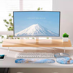 Mouse Pad Wrist Support, Laokiiy 2 in 1 Keyboard Wrist Rest+ Ergonomic Mouse Pad, Non-Slip Wrist Rest for Computer Keyboard, Made Easy Typing & Relieve Wrist Pain(White Gold Beach Marble)