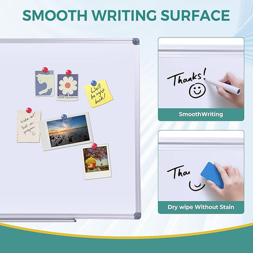 2 Pack 48" x 24" Magnetic Dry Erase Board with Removable Marker Tray| Commercial Quality Wall-Mounted Aluminum Message Presentation White Board for Office, Students & Teachers