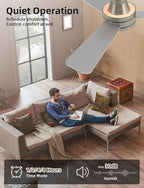 Homlit 42" RGB Ceiling Fan with Light, Music Sync Smart Fan with Alexa/Google/App Control, Low Profile Flush Mount, 6-Speed Quiet DC Motor, 4 CCT Dimmable Lighting for Bedroom Living Room