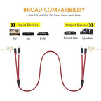 RCA Cable 50Ft,2Rca Male to 2-Rca Male Audio Stereo Subwoofer Cable [Hi-Fi Sound] Nylon-Braided Auxiliary Audio Cord for Home Theater, HDTV, Amplifiers, Hi-Fi Systems,Speakers and etc(50Ft/15M)