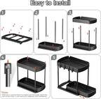 Ukeetap 2 Pack Multi-Purpose Pull-Out Storage Organizers, Under Sink Organizers and Storage for Bathroom & Kitchen, Under Cabinet Organizers and storage, 14.8 Inch, Black