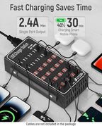 60 Port 300W(60A) USB Charging Station, Multi USB C Charger Station Block with Intelligent Protection, Desktop Charging Station for Multiple Devices, Suitable for Schools, Hotels, Shops and Malls