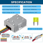 DC Voltage Reducer Converter DC 8V-40V to 13.8V 10A 138W Automatic Step Down Up Voltage Regulator Power Converter Waterproof Module Transformer for Golf Cart Club Car and Vehicle-Mounted Equipment