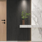Art3d Slat Wood Wall Paneling for Interior and Ceiling Decoration - Pack of 4pcs + 1pc End-Trim, Size 108 x 5.7in.- Black