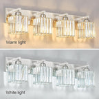 FDPBY Modern Vanity Light 4-Lights Brushed Nickel Vanity Light Crystal Bathroom Wall Light Bathroom Light Fixtures