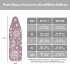 ZCFYGDX Ironing Board Cover,Scorch-Resistant Standard Nose Pocket, Elastic Edges,Iron Decor Covers St&ard Size-2XL,Nylon Buckle Straps Hook & Loop Fastener Strap,Home Decor Pink Floral Print