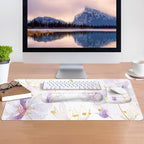 MOSISO Desk Mat Keyboard Mouse Pad Set, Large Gaming Mouse Pad&Keyboard Wrist Rest&Mousepad with Wrist Rest&Coaster, Ergonomic Non-Slip Home Office Mousepad with Memory Foam, Purple
