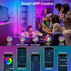 Miortior Corner Floor Lamp, 2 Pack LED Corner Lamp with App/Remote/Button Control, Smart RGB Floor Lamp with 16 Million DIY Colors & 68+ Scene, Music Sync for Living Room, Bedroom, Gaming Room