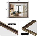 Retro Copper Effect Framed Wall Mirror, 16x20 Rectangle Mirror, Anti-desilvering Tempered Glass, Sustainable&Sturdy Frame, Anti-Rust, HD Reflection &3min Fast Setup for Bathroom Living Room