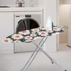 ZCFYGDX Breathable Ironing Board Cover,Resist Scorch Polyester & Staining,Wear & Soil Resistant Covers, Easy Installation 3 Fasteners,Elastic Edges (18 x 58 inch) Oil Painting White Daisy Print
