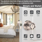 iulock Waterproof Electronic Door Knob with Keypad and Key, Auto Lock, Satin Nickel, 50 Codes, Easy to use and install for Office/Warehouse/Bedroom/Garage