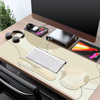 iCasso Large Gaming Mouse Pad Wrist Support Set, Desk Mat, 4in1 XXL Mousepad + Keyboard Wrist Rest+Mouse Wrist Rest+Coaster Set with Ergonomic Design for Home Office Table Computer-Brown Art