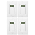 ENERLITES Programmable Digital Timer Switch for Lights, Fans, Motors, 7-Day 18 ON/OFF Timer Settings, Single Pole, Neutral Wire Required, UL Listed, HET01-C, White, 4 Pack